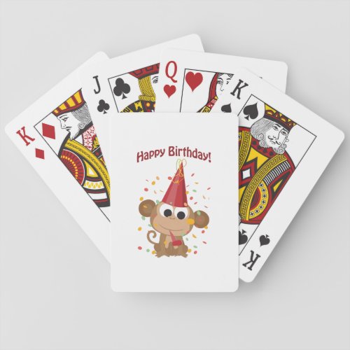 Happy birthday Confetti Monkey Poker Cards