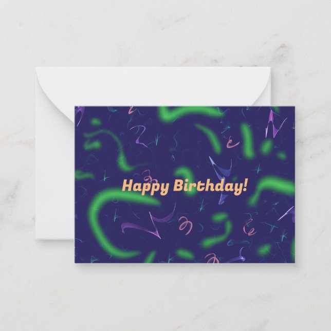 Happy Birthday Confetti  Note Card (Front)