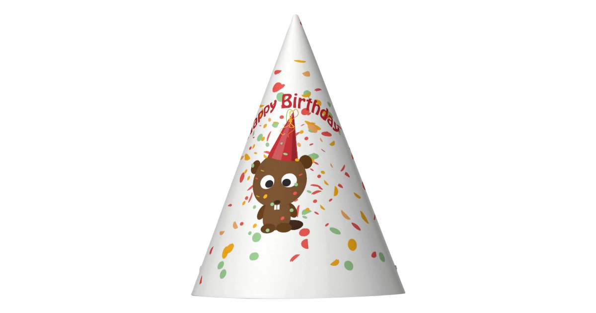 Happy Birthday Confetti Party Beaver Party Hat Zazzle
