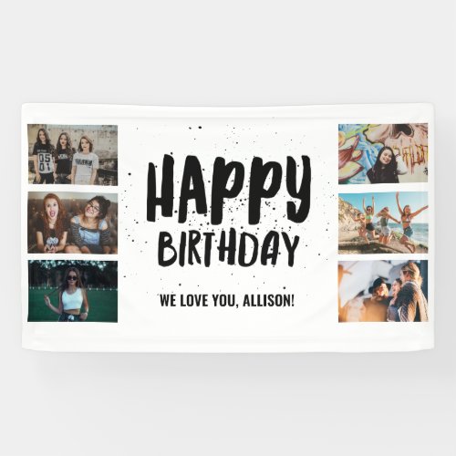 Happy Birthday Confetti Photo Collage Party Banner