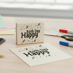 Happy Birthday Confetti Rubber Stamp
