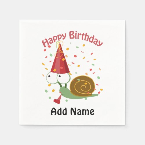 Happy Birthday Confetti Snail Paper Napkins