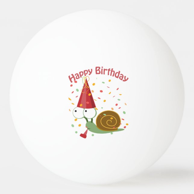 Happy Birthday! Confetti Snail Ping Pong Ball (Front)
