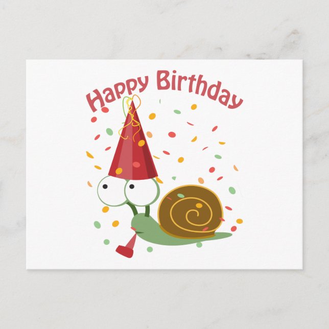 Happy Birthday! Confetti Snail Postcard (Front)