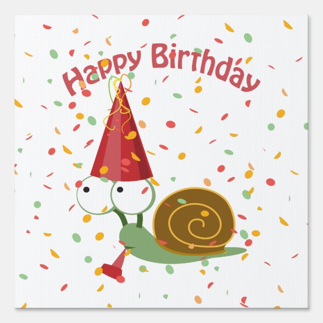 Happy Birthday! Confetti Snail Sign (Front)