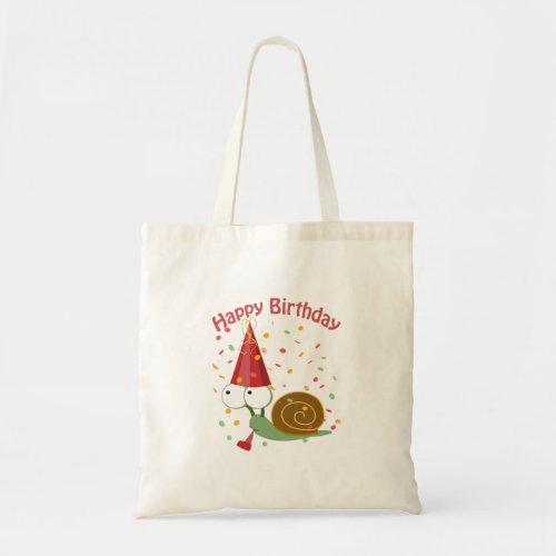 Happy Birthday Confetti Snail Tote Bag