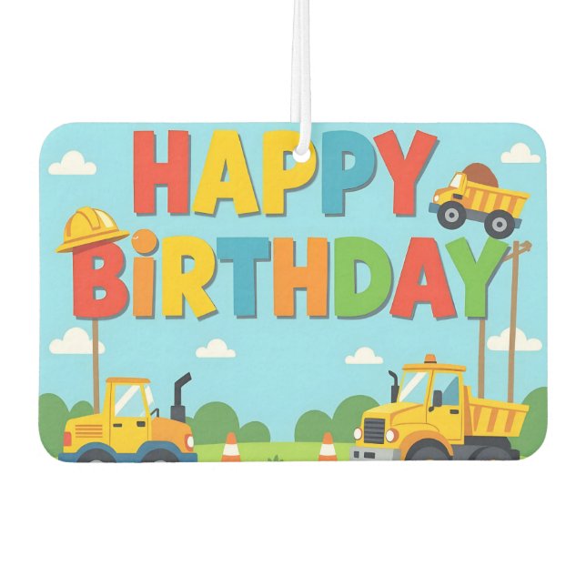Happy birthday construction builder theme air freshener (Front)