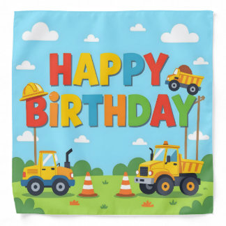 Happy birthday construction builder theme bandana