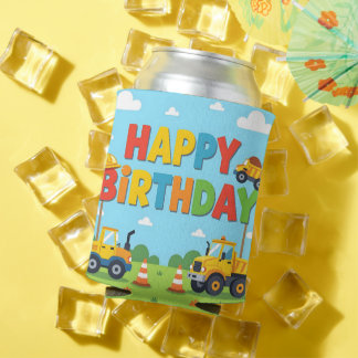Happy birthday construction builder theme can cooler