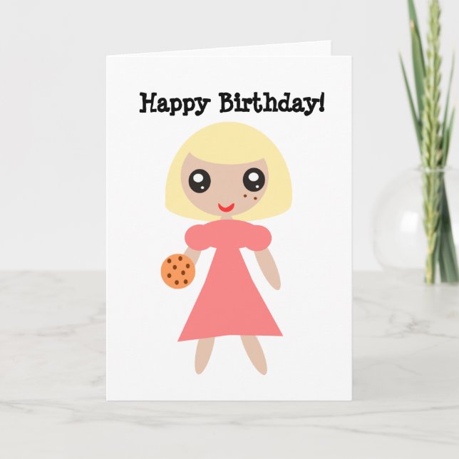 Happy Birthday Cookie Girl Card (Front)