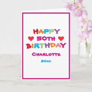 Happy Birthday Cool Any Age Names Cute Birthday   Card