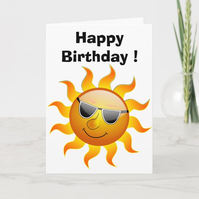 "HAPPY BIRTHDAY" COOL FACE SUNSHINE CARD (Front)