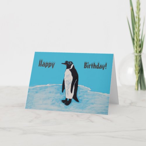 Happy Birthday Cool Penguin with Sunglasses on Ice Card