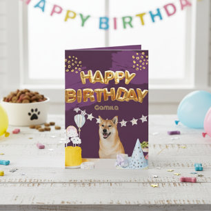 Happy Birthday Cool Shiba Inu Card