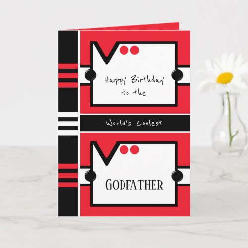 Happy Birthday Coolest Godfather red and black Card