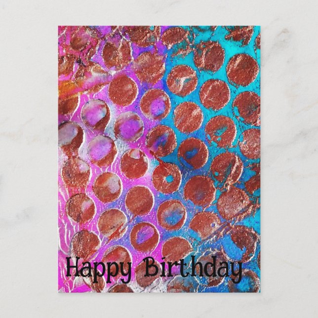 Happy Birthday Copper Abstract Polka Dots Postcard (Front)