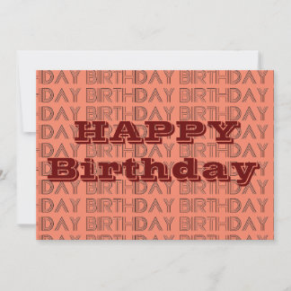 Happy BIrthday  Coral and Brown geometric Pattern Card