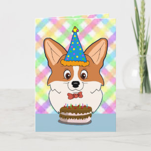 Happy Birthday Corgi Cartoon Card