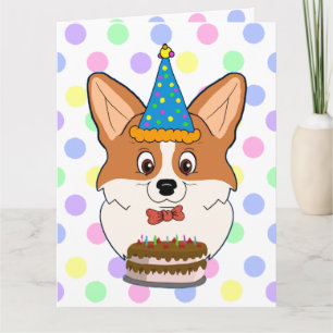Happy Birthday Corgi Cartoon Card