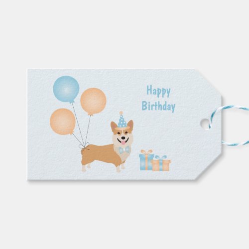 Happy Birthday Corgi Dog Gift Tags