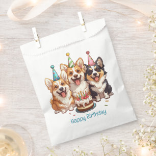 Happy Birthday Corgi Dogs Favor Bag