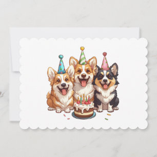 Happy Birthday Corgi Dogs Invitation