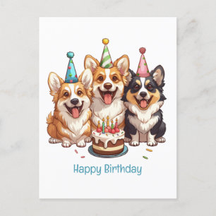 Happy Birthday Corgi Dogs Postcard