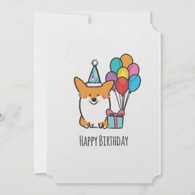 Happy Birthday Corgi Greeting Card (Front)