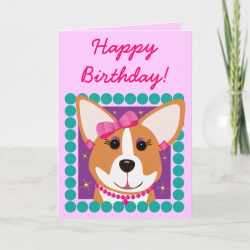 Happy Birthday Corgi Lady Card