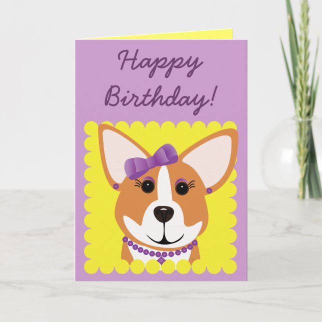 Happy Birthday! Corgi Lady Card (Front)