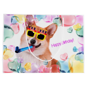 Happy Birthday Corgi Large Gift Bag