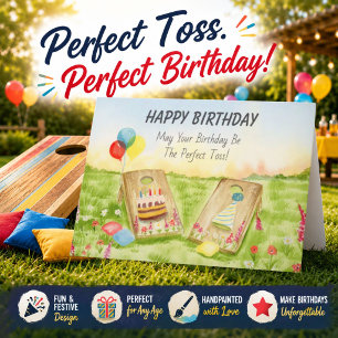 Happy Birthday Cornhole Backyard Fun Card