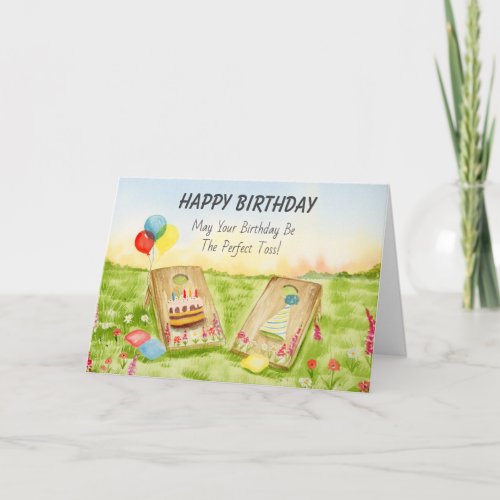 Happy Birthday Cornhole Backyard Fun Card