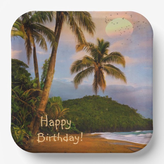 Happy Birthday Costa Rica Paper Plates (Front)