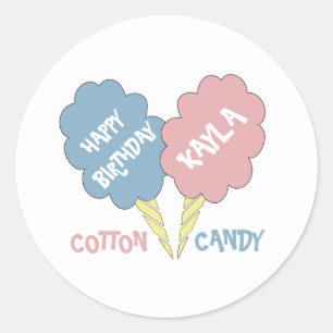 Happy Birthday Cotton Candy Classic Round Sticker