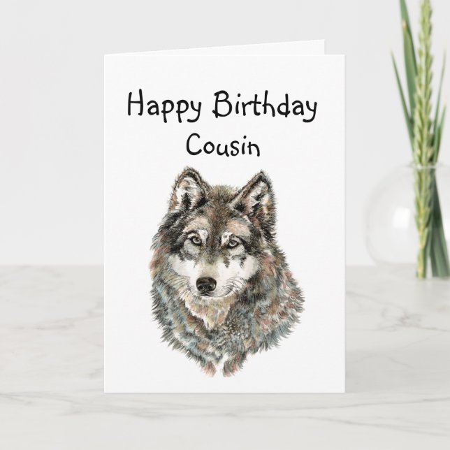Happy Birthday Cousin Humor Wolf, Wolves Card (Front)