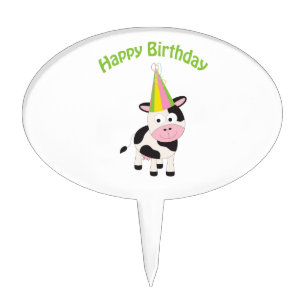 Happy birthday cow cake topper