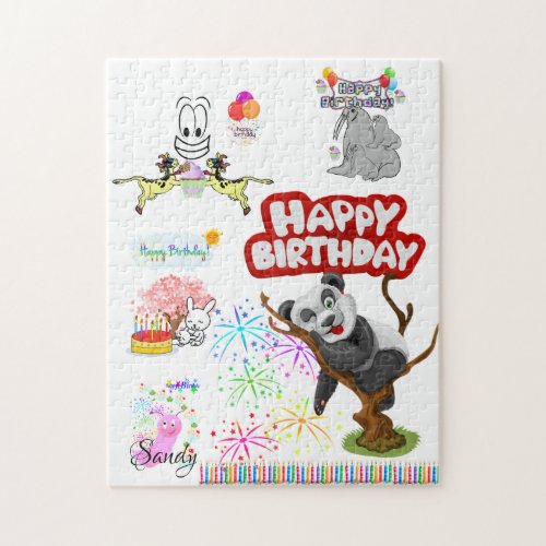 Happy Birthday Cow Cupcake Panda Bear Seal Jigsaw Puzzle