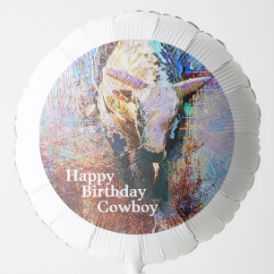 Happy Birthday Cowboy Bull Riding Rodeo Western  Balloon