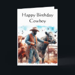 Happy Birthday Cowboy Greeting  Card<br><div class="desc">"AI-generated artwork with design direction by Susang6"</div>