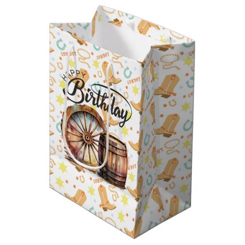 Happy Birthday Cowboy Medium Gift Bag