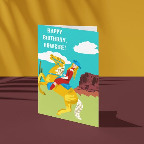 Happy Birthday Cowgirl Custom Message Card