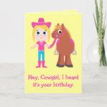 Happy Birthday, Cowgirl for Granddaughter Card<br><div class="desc">This is for the little girl who just loves that Western way of life. For matching items,  type "penguincornerstore cowgirl" into the Zazzle search bar.</div>