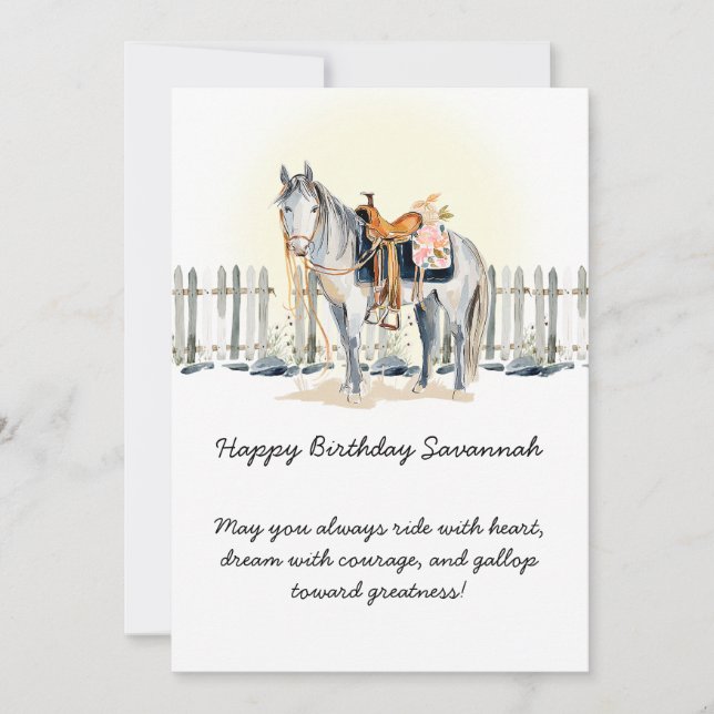 Happy Birthday Cowgirl Horse Lover Birthday | Card (Front)