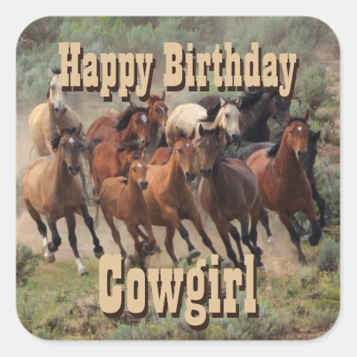 Happy Birthday Cowgirl Square Sticker