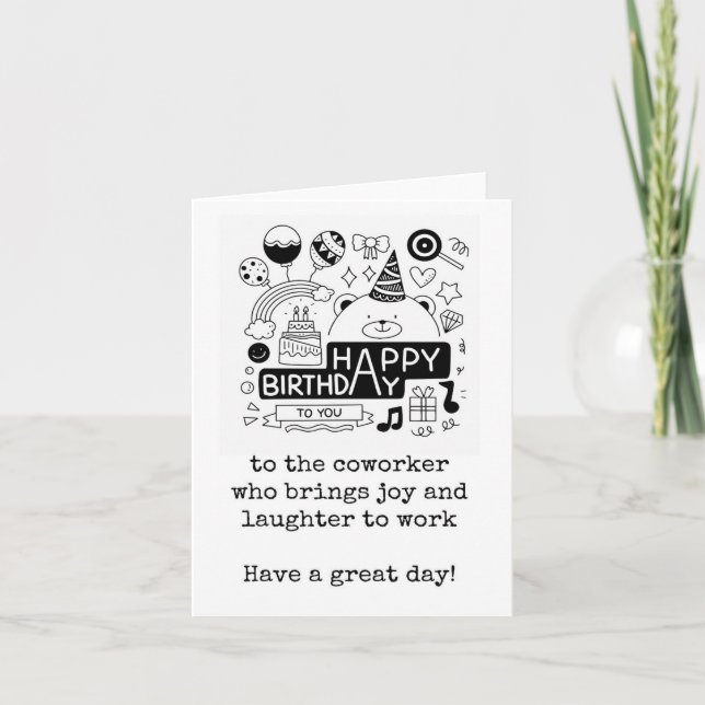 Happy Birthday Coworker, Who Brings Laughter Card (Front)