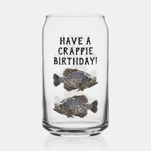 Happy Birthday Crappie Fishing Angler Custom Can Glass