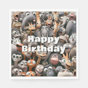 Happy Birthday Crazy Wildlife Group Napkins