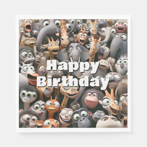 Happy Birthday Crazy Wildlife Group  Napkins