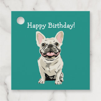 Happy birthday - Cream French Bulldog Favor Tags